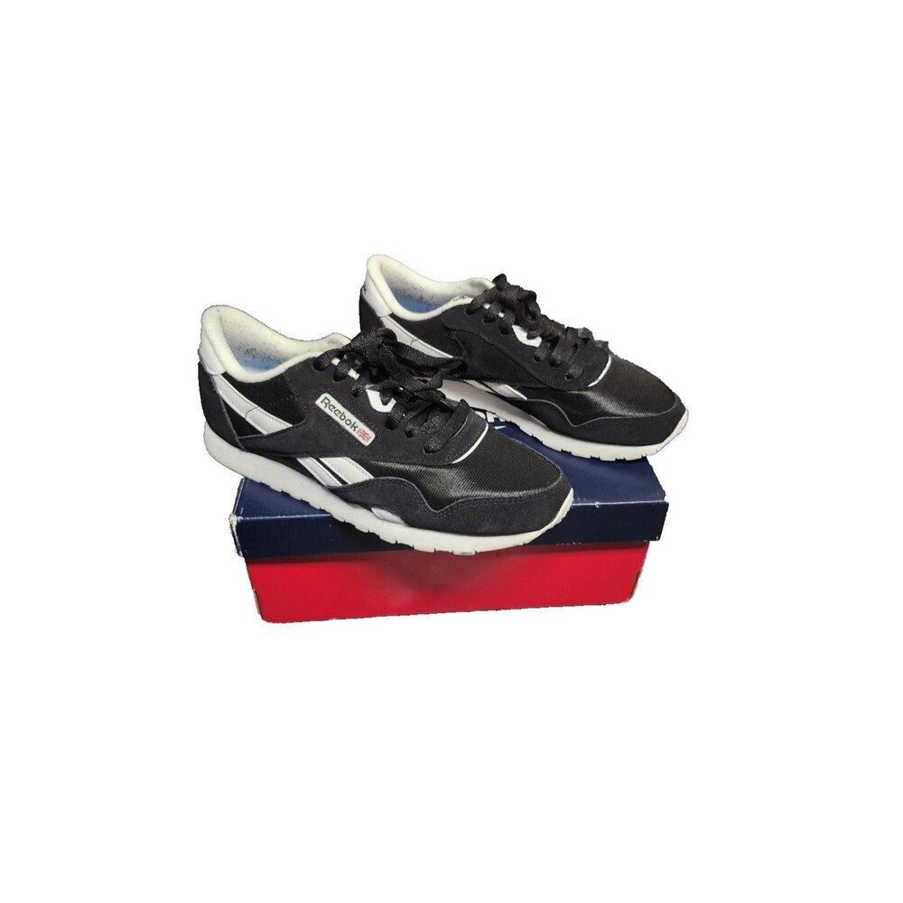 Women's Reebok Classic Black‎ White Nylon Athletic Sneakers Shoes Size 8
